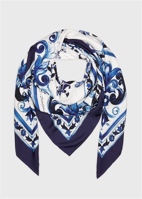 dolce gabbana silk large scarf worn over hair|dolce blue flower shawl.